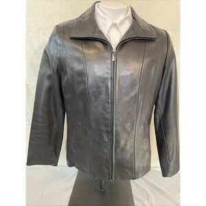 Anne Klein Women's Black Genuine Leather Jacket Size Large